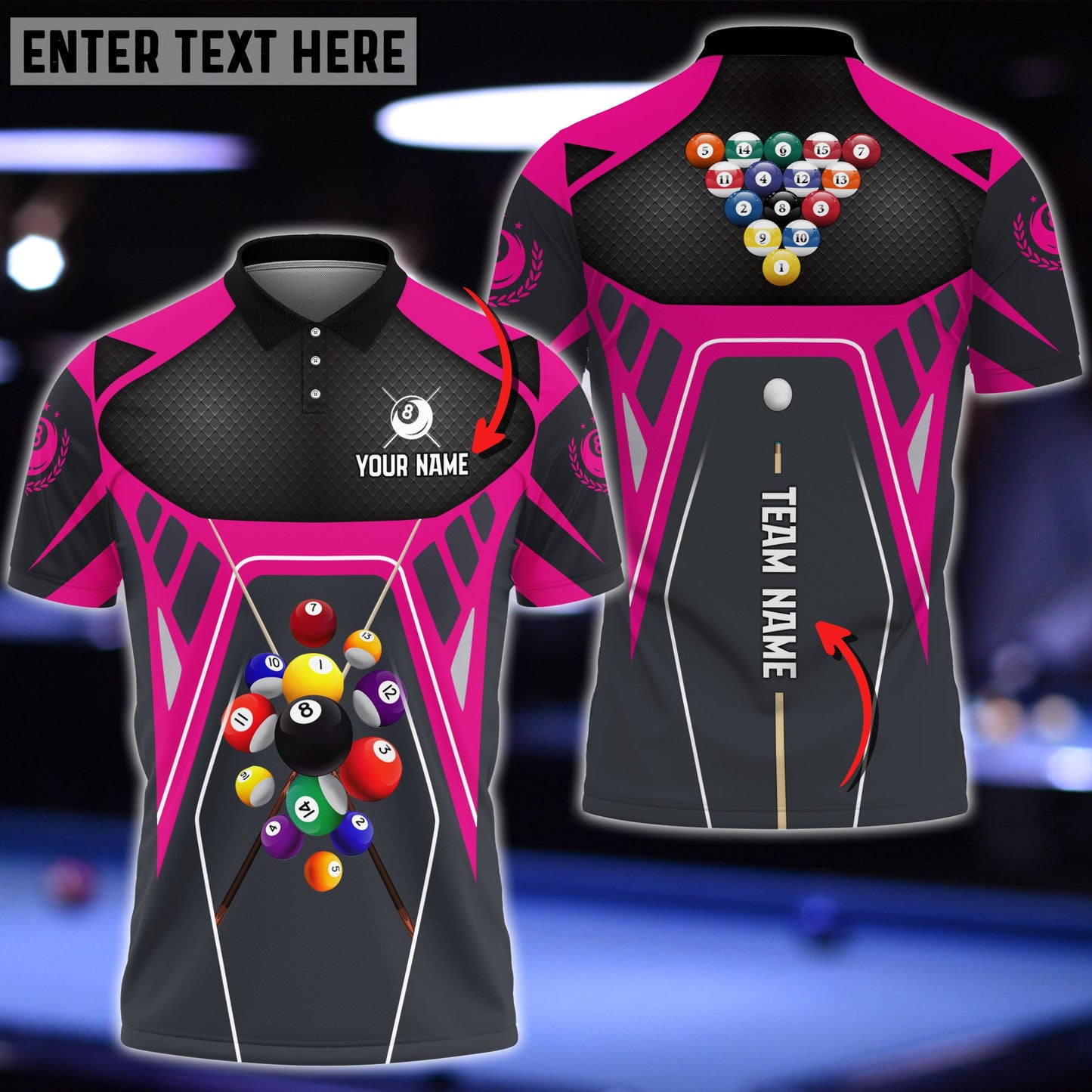 Lasfour Billiards Strategy Masters Pink Personalized Name 3D Shirt BIA0230