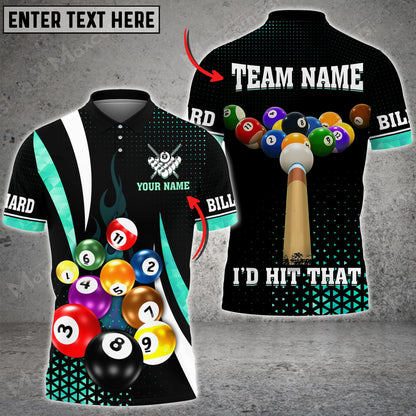 Lasfour Billiards I'd Hit That Multi Color Options Customized Name 3D Shirt BIA0438