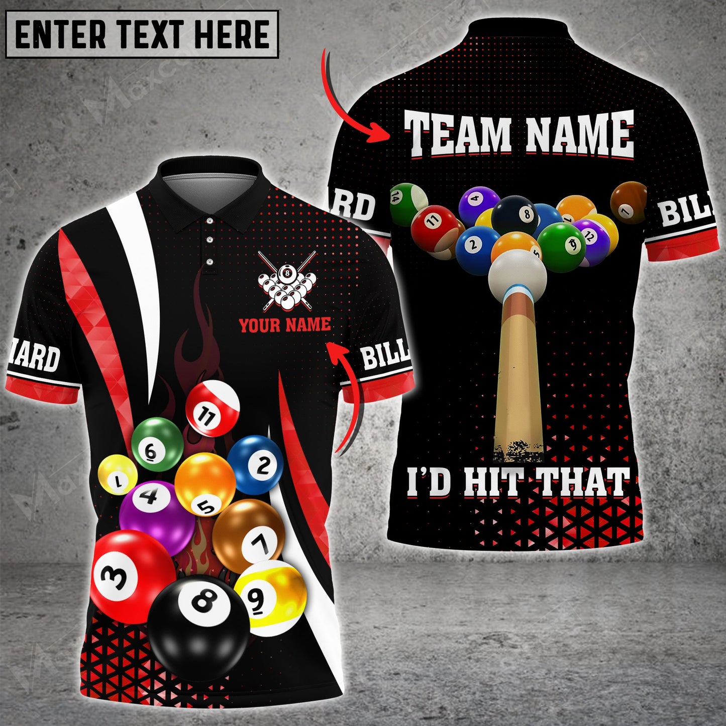 Lasfour Billiards I'd Hit That Multi Color Options Customized Name 3D Shirt BIA0438