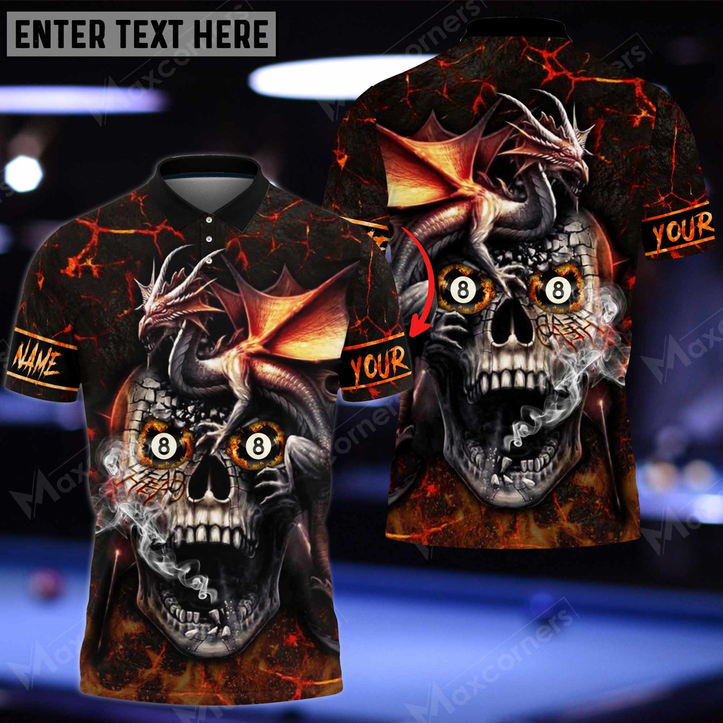 Lasfour Billiards Dragon And Skull Customized Name 3D Shirt BIA0232