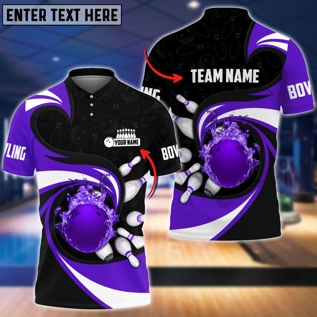 Custom Flame Bowling Polo Shirts For Team BO0022