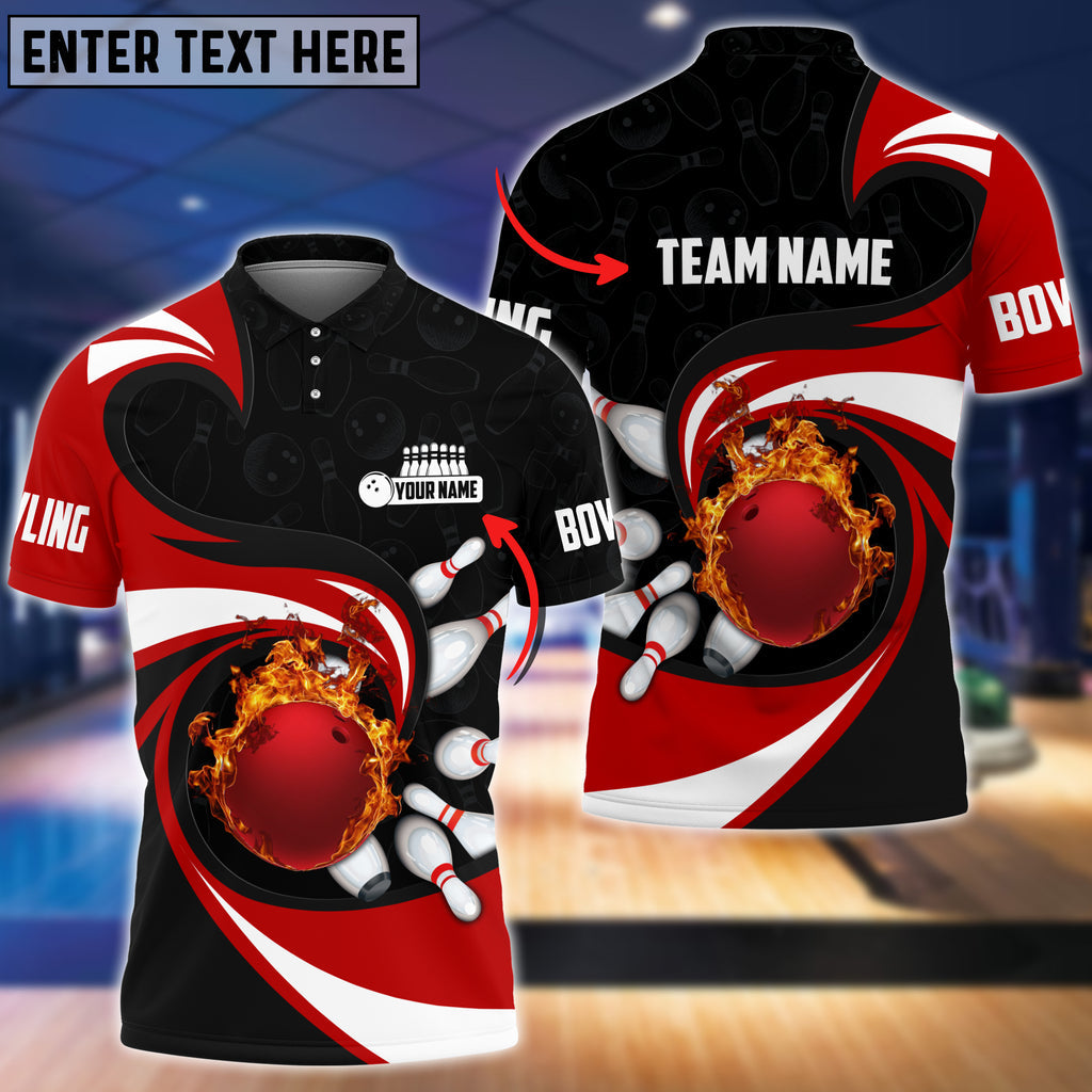 Custom Flame Bowling Polo Shirts For Team BO0022