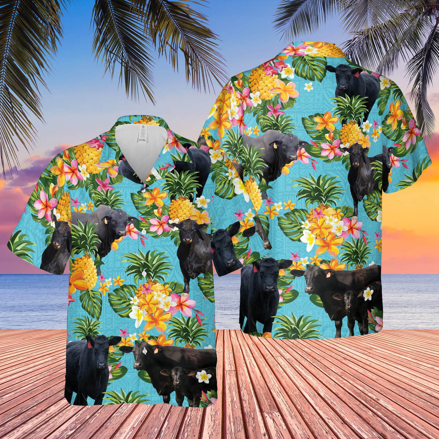 Pineapple Hawaiian Theme For Brangus Cattle Lovers All 3D Printed Hawaiian Shirt HO5448