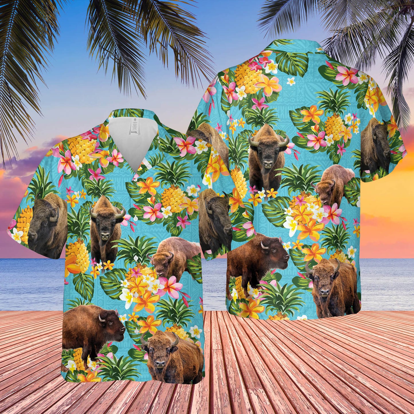 Pineapple Hawaiian Theme For Bison Lovers All 3D Printed Hawaiian Shirt HO5450