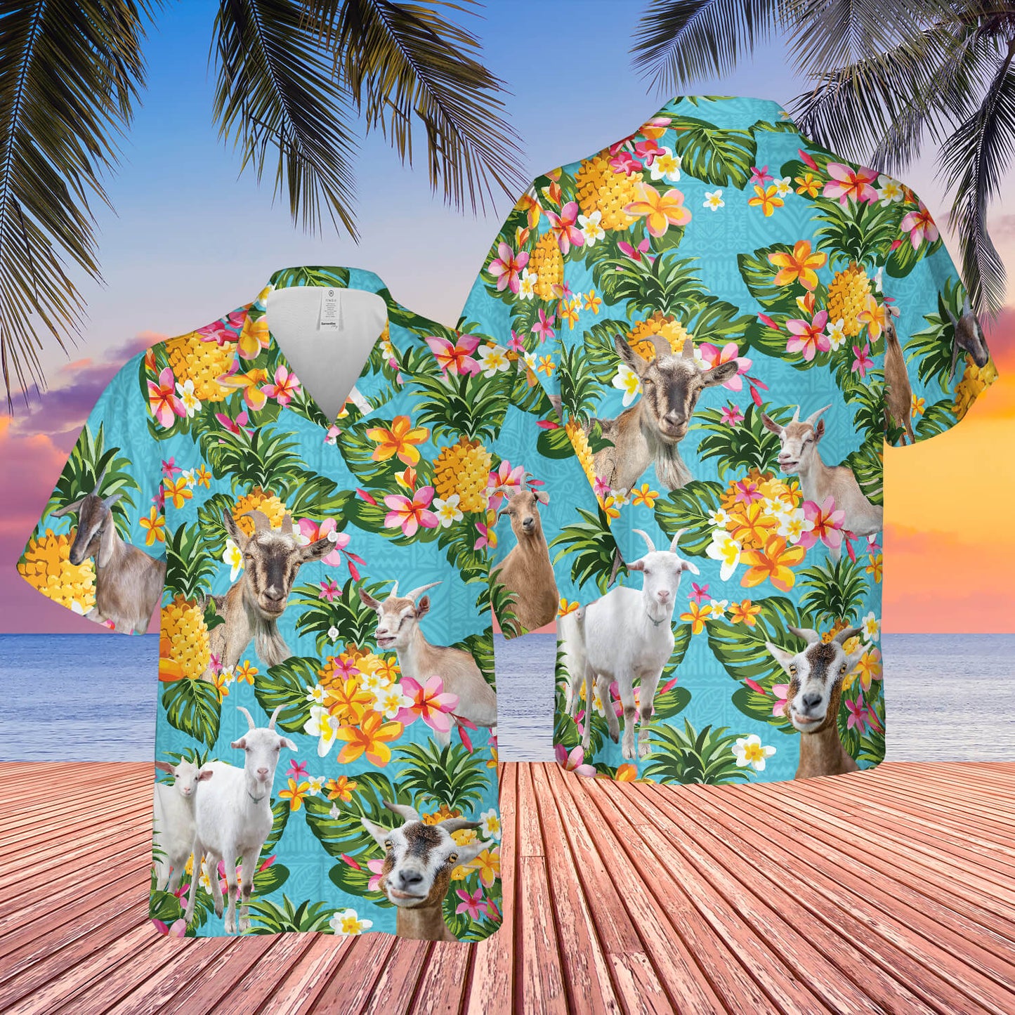 Pineapple Hawaiian Theme For Goat Lovers All 3D Printed Hawaiian Shirt HO5441