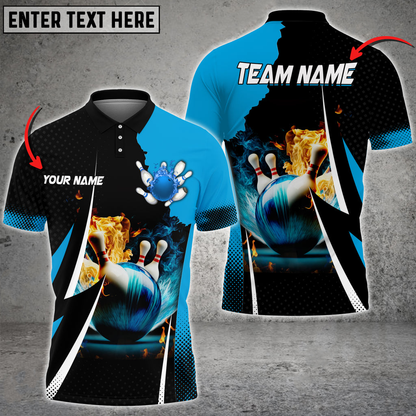 Custom Flame Bowling Polo Team Shirts BO0083