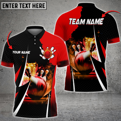 Custom Flame Bowling Polo Team Shirts BO0083