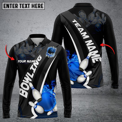 Custom Flame Bowling Polo Long Shirts BO0261