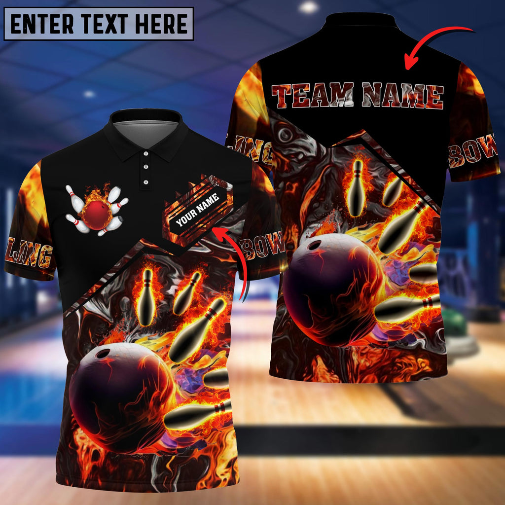 Custom Flame Bowling Polo Team Shirts BO0104