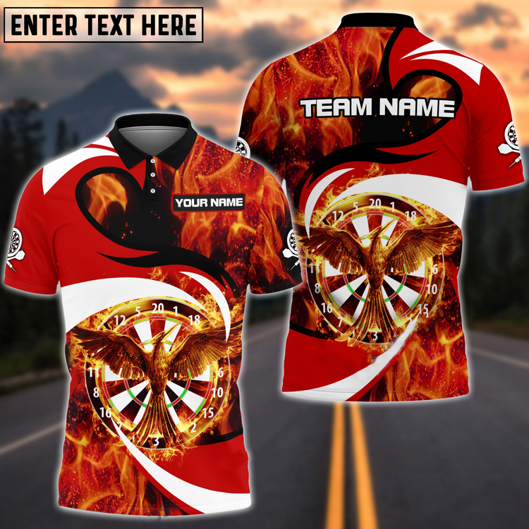 Lasfour Flaming Phoenix Darts Multicolor Option Personalized Name 3D Shirt DMA0185