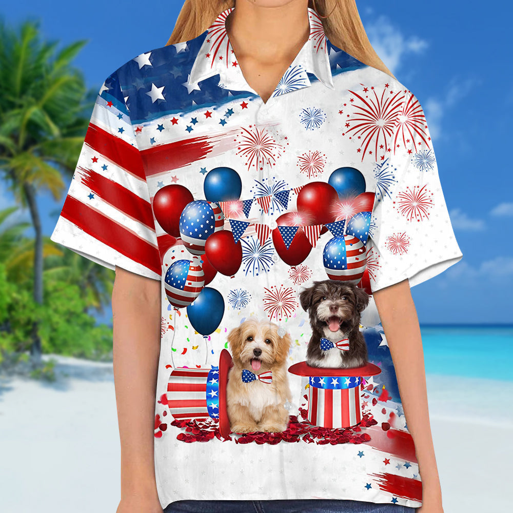 Havanese Independence Day Hawaiian Shirt, Dog Hawaii Beach Shirt Short Sleeve For 4Th Of July HO3915