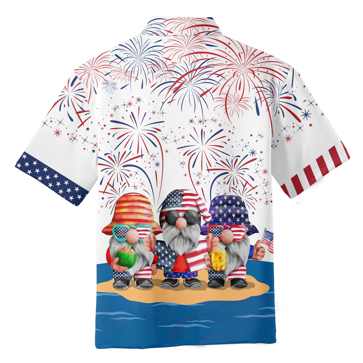 Cute Lovely Gnome Independece Day Hawaiian Shirts, Gnome Hawaii Aloha Beach Shirts, Gnomes Patriotic Lovers Gift HO4999