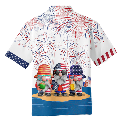 Cute Lovely Gnome Independece Day Hawaiian Shirts, Gnome Hawaii Aloha Beach Shirts, Gnomes Patriotic Lovers Gift HO4999