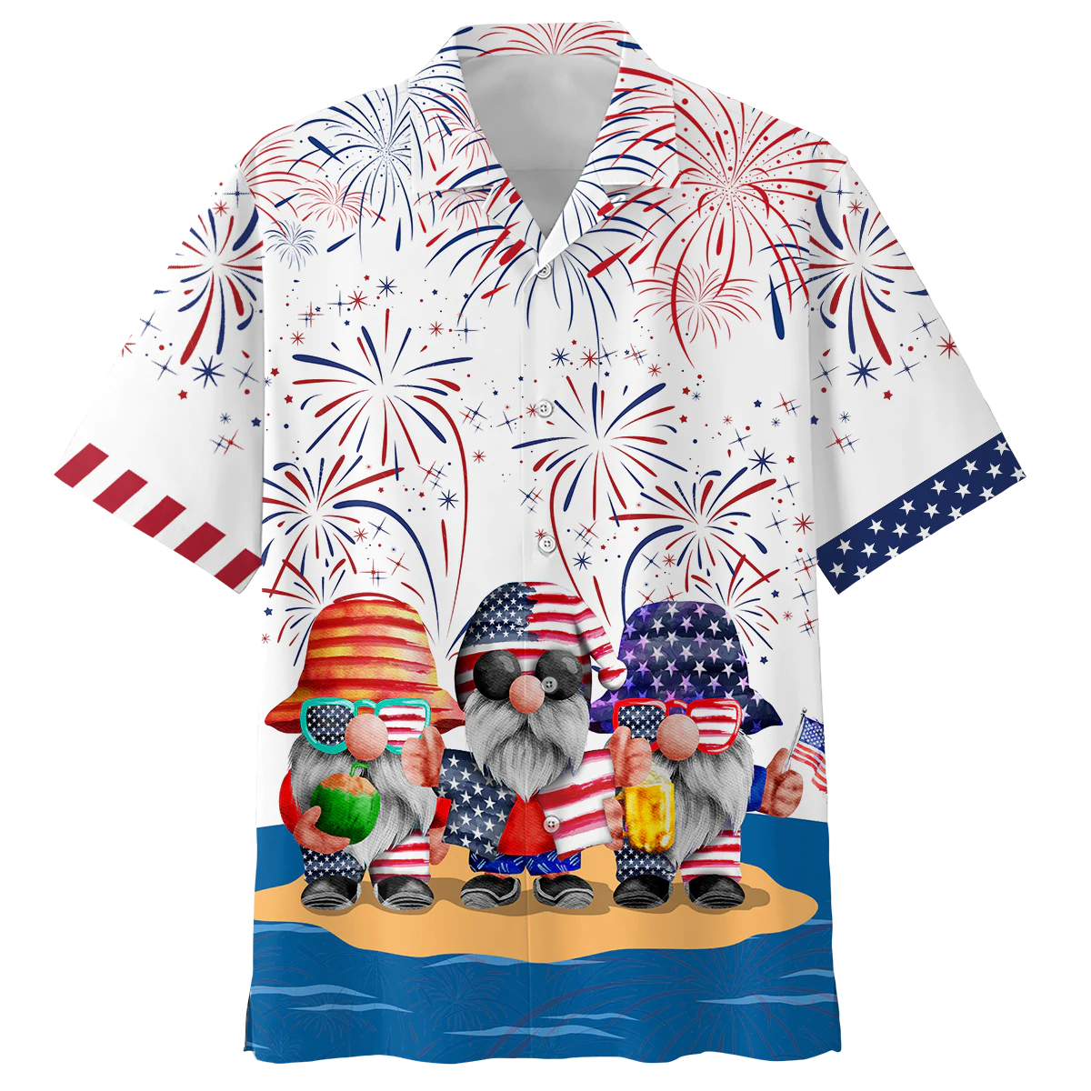 Cute Lovely Gnome Independece Day Hawaiian Shirts, Gnome Hawaii Aloha Beach Shirts, Gnomes Patriotic Lovers Gift HO4999