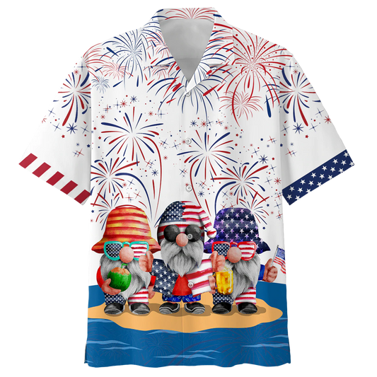 Cute Lovely Gnome Independece Day Hawaiian Shirts, Gnome Hawaii Aloha Beach Shirts, Gnomes Patriotic Lovers Gift HO4999