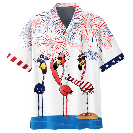 Flamingo Hawaiian Shirt, Independence Day Is Coming Gift, Funny Flamingo Hawaii Aloha Shirt Full Print HO5006