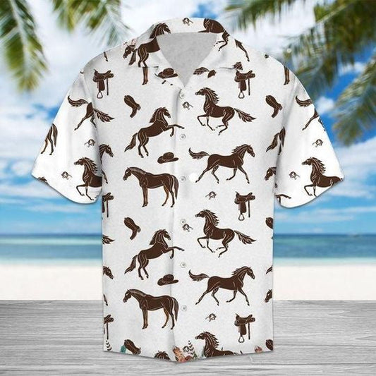 Hawaii Shirt – Amazing Brown Horses And Cowboy Hawaiian Aloha Shirts HO2281