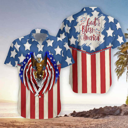 Men's 4th of July Men's Short Sleeve Patriotic Hawaiian Shirt, Independence Day hawaiian shirt HO1324