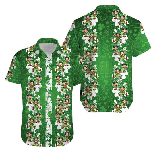 Hawaiian Aloha Shirts Irish St Patrick's Day Leprechaun Shamrock PO0106