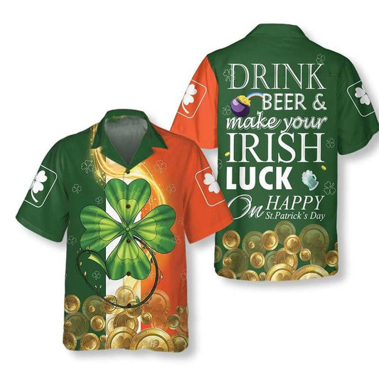 Hawaiian Aloha Shirts St Patrick's Day Beer And Irish Luck, St Patrick's Day Hawaiian shirt PO0103