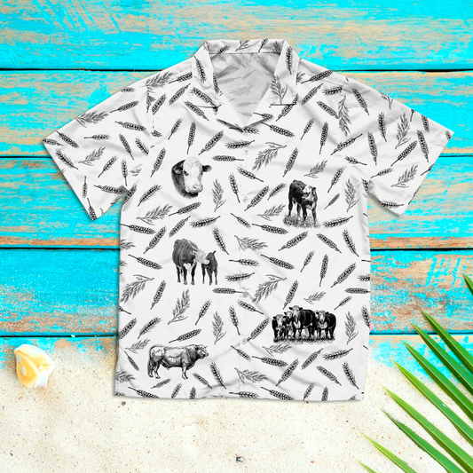 Hereford Cattle pattern Hawaiian Shirt, Summer Hawaiian Shirts for Men and Women Aloha Beach Shirt HO1056