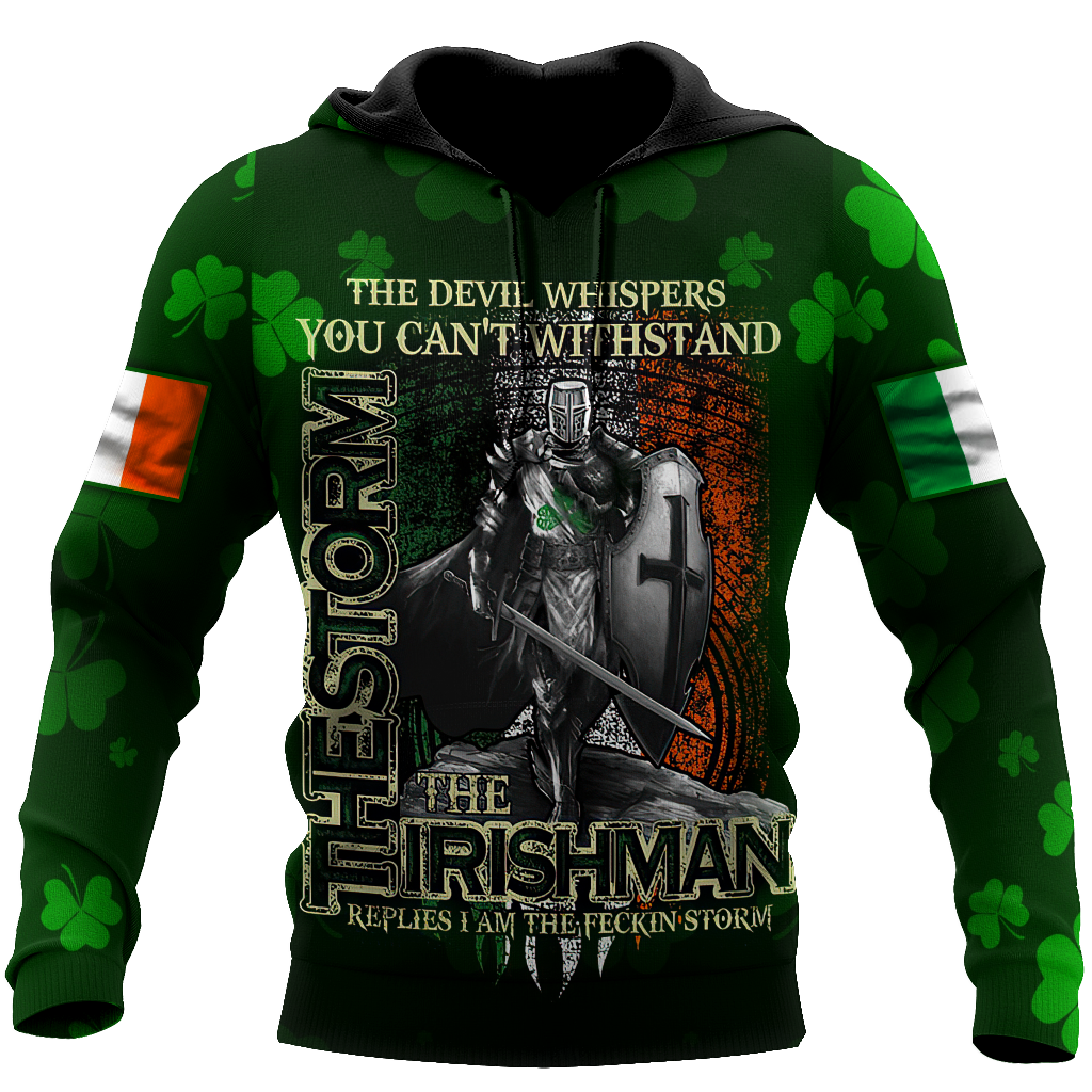 The Irishman The Storm Shirt, 3D All Over Print Pattern Shamrock, St Patrick's Day Shirt PO0300