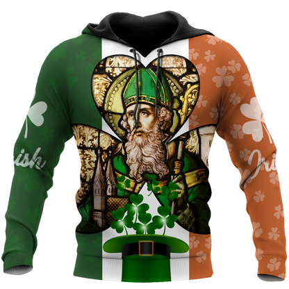 Irish Lucky Ireland Flag Pattern Saint Patrick's Day Hoodie Shirt for Man and Women PO0267