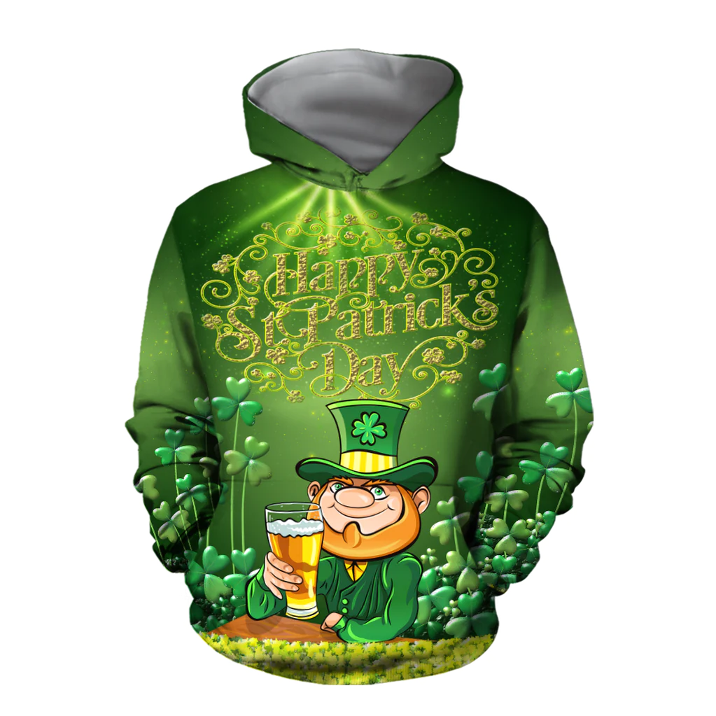 Happy St Patrick's Day Hoodie Sweater All Over Printed Shirt, Let Day Drink Beer Shirt PO0238