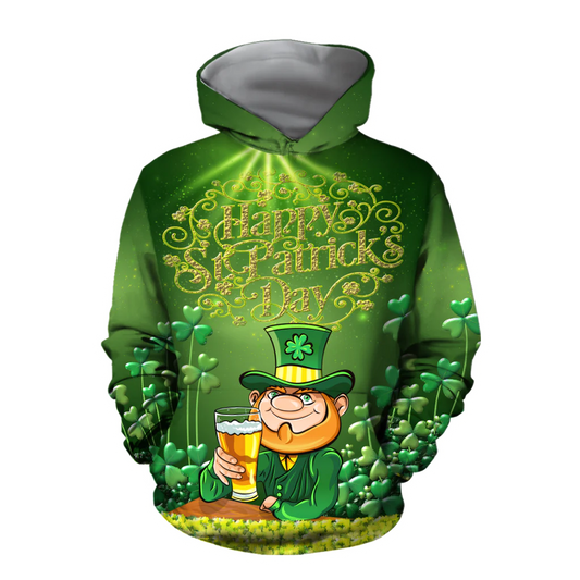 Happy St Patrick's Day Hoodie Sweater All Over Printed Shirt, Let Day Drink Beer Shirt PO0238