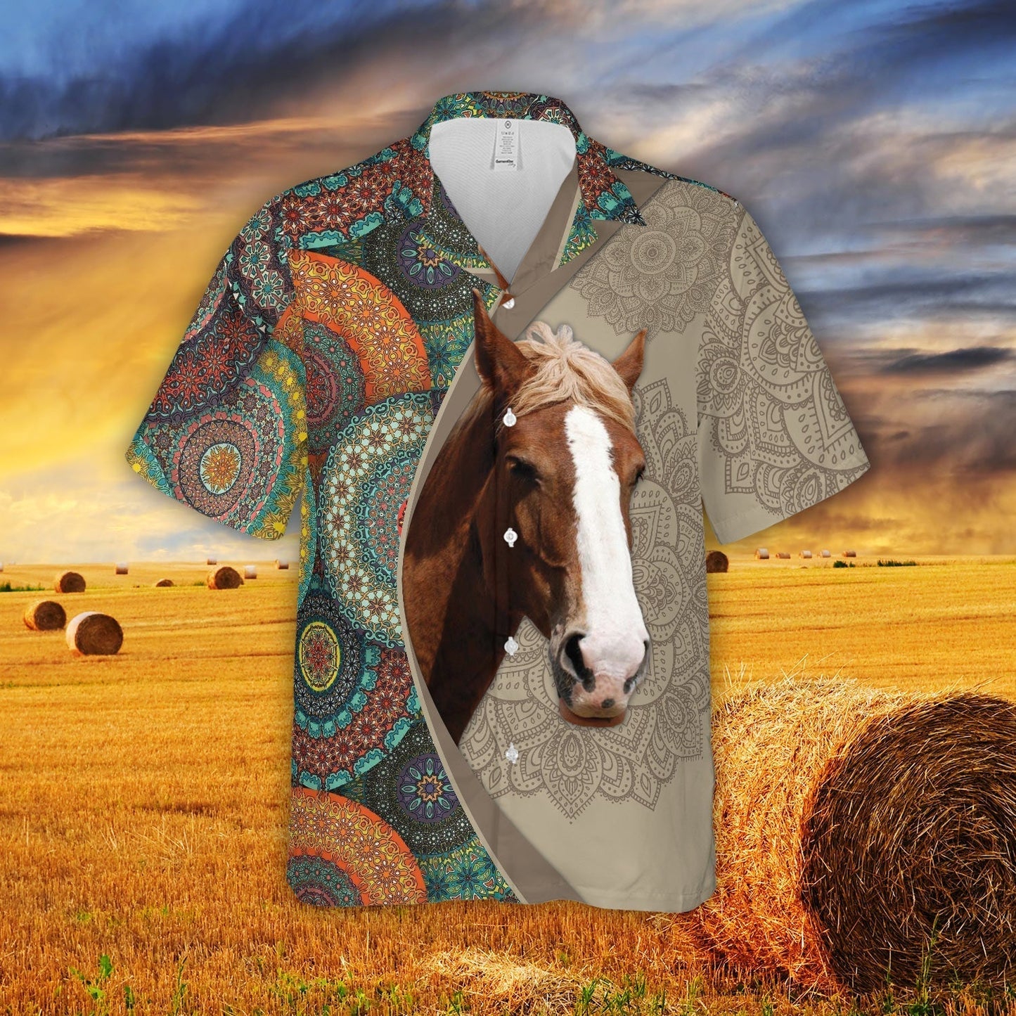 Mandala Pattern Horse All Over Printed 3D Hawaiian Shirt HO5376