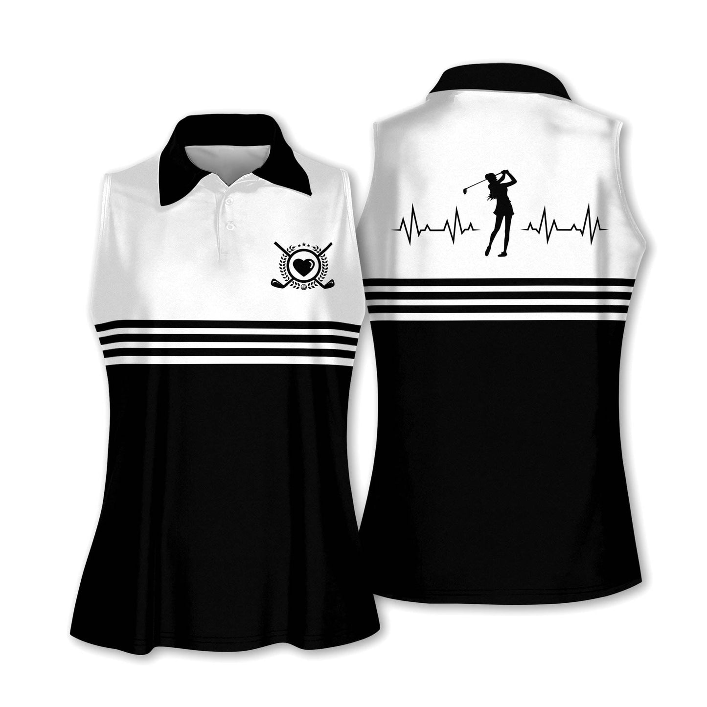 Golf Heart Beat Colorfun Sleeveless Polo Shirt I0198