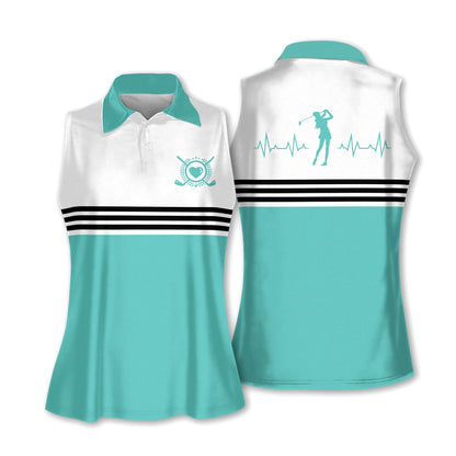 Golf Heart Beat Colorfun Sleeveless Polo Shirt I0198