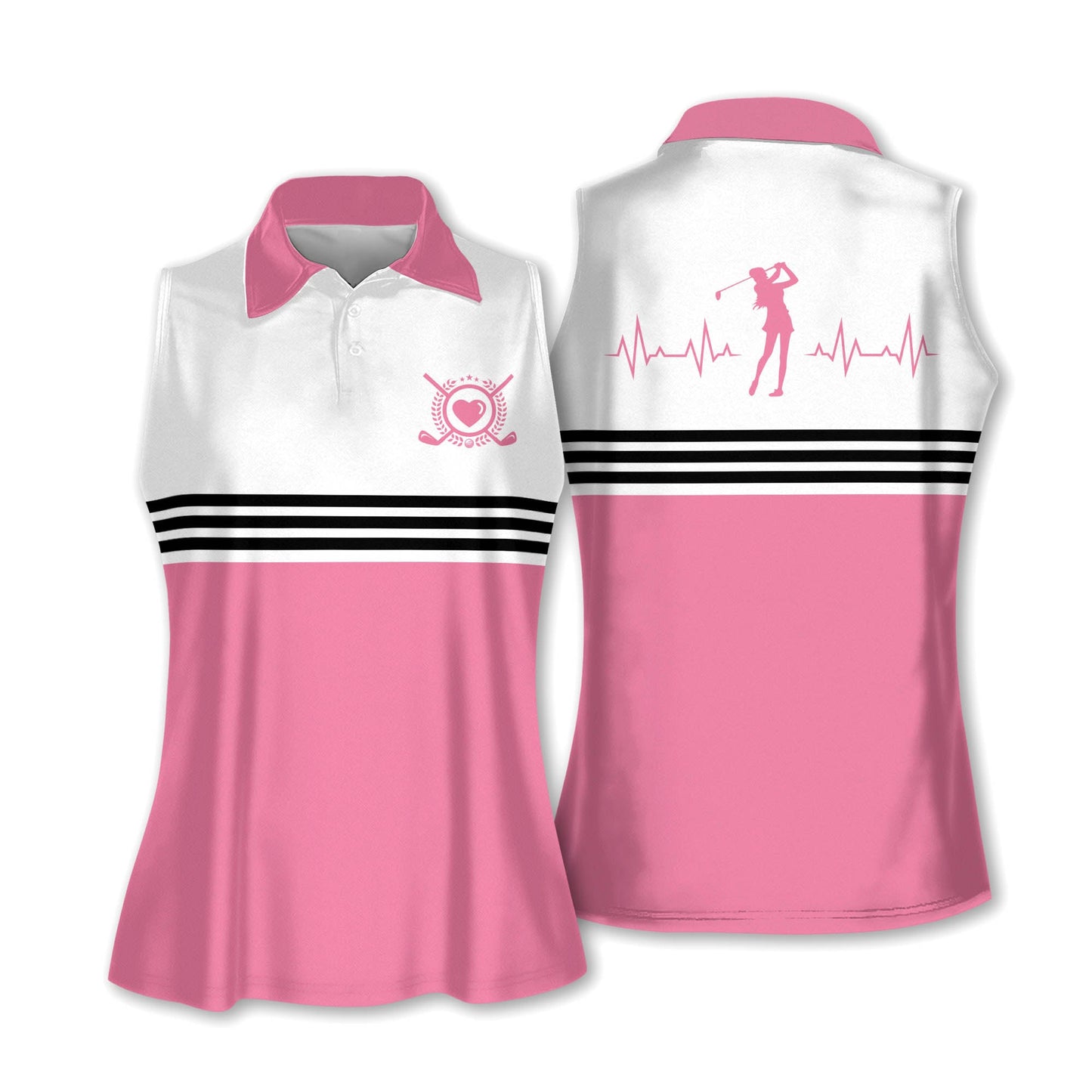 Golf Heart Beat Colorfun Sleeveless Polo Shirt I0198