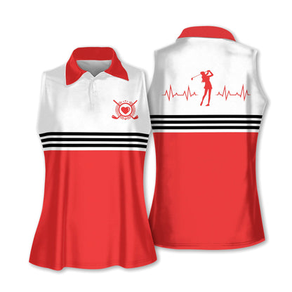 Golf Heart Beat Colorfun Sleeveless Polo Shirt I0198