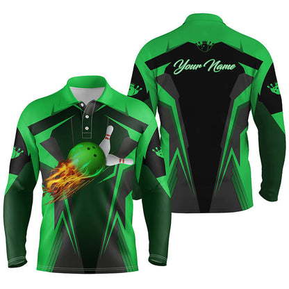 Custom Flame Bowling Polo Long Shirts BO0245