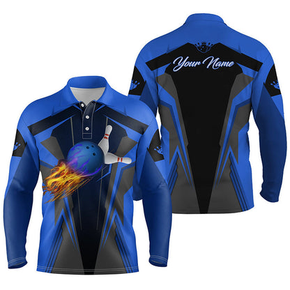 Custom Flame Bowling Polo Long Shirts BO0245