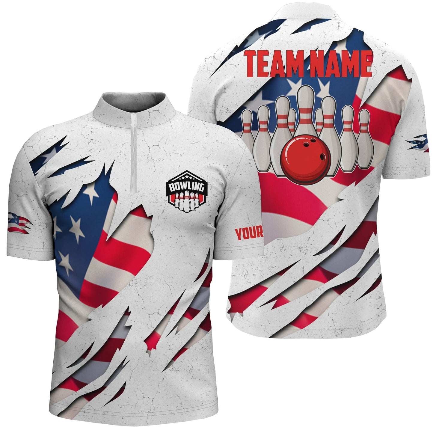 Custom Patriotic Bowling Jersey For Team BO0134