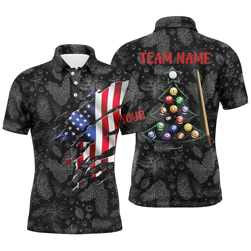 Lasfour Personalized Christmas American Flag Billiard Men Polo Shirts BIA0311