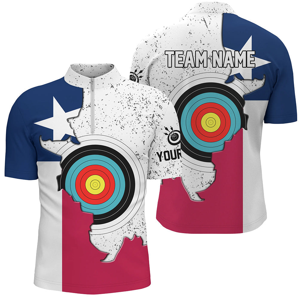 Lasfour Personalized 3D Texas Archery Target Men 3D Zipper Polo Shirt AA0074