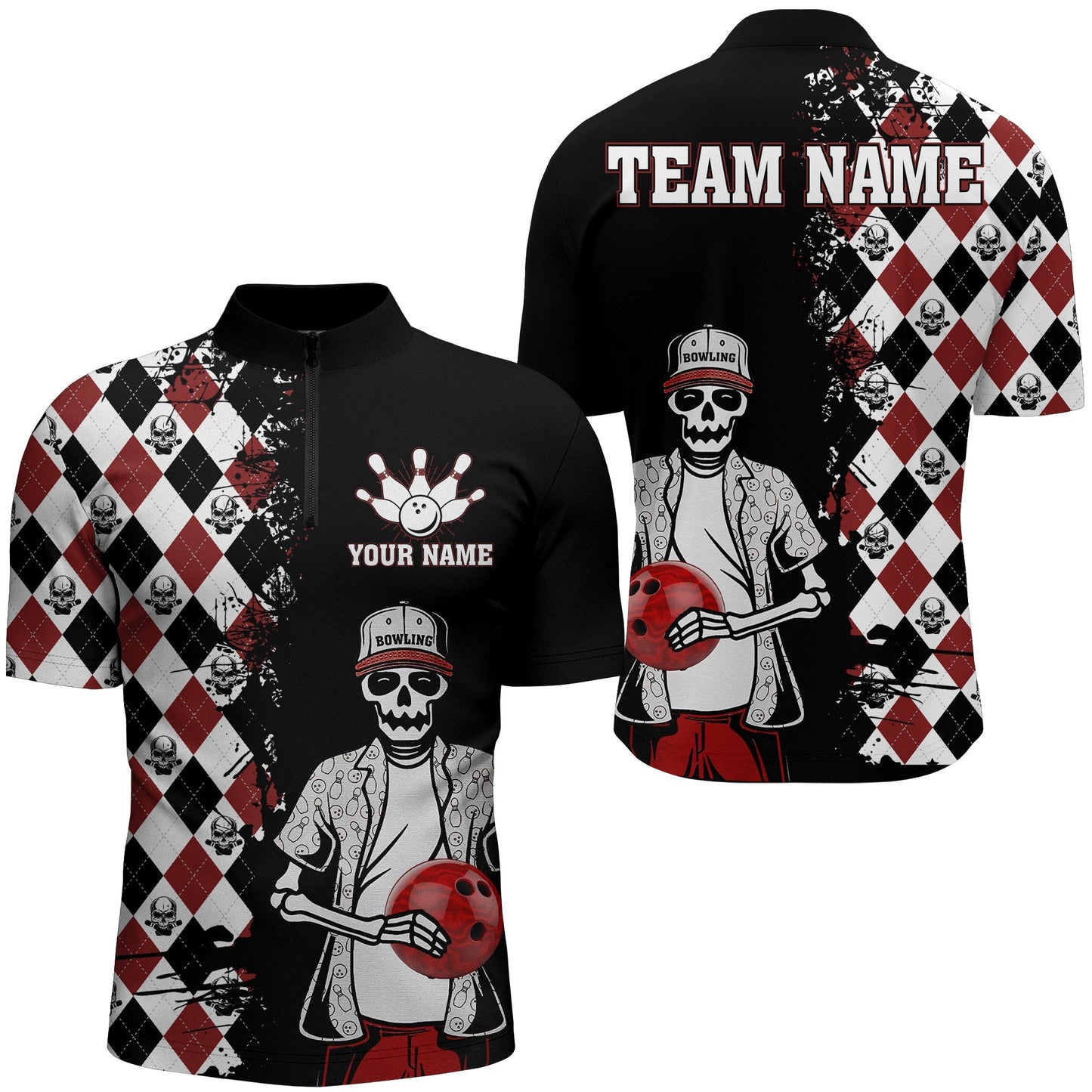 Custom Skull Bowling Jersey For Team BO0160