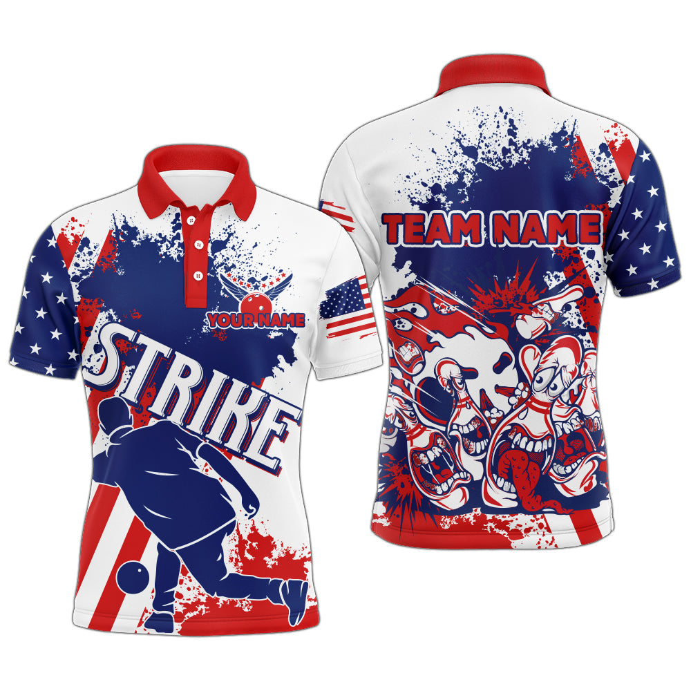 Custom Patriotic Bowling Polo Shirts For Team BO0141