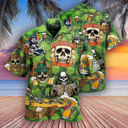 Skull Drink Beer Hawaiian Shirt Let's Drink Beer Skull Hawaii Shirt Men Women HO5318