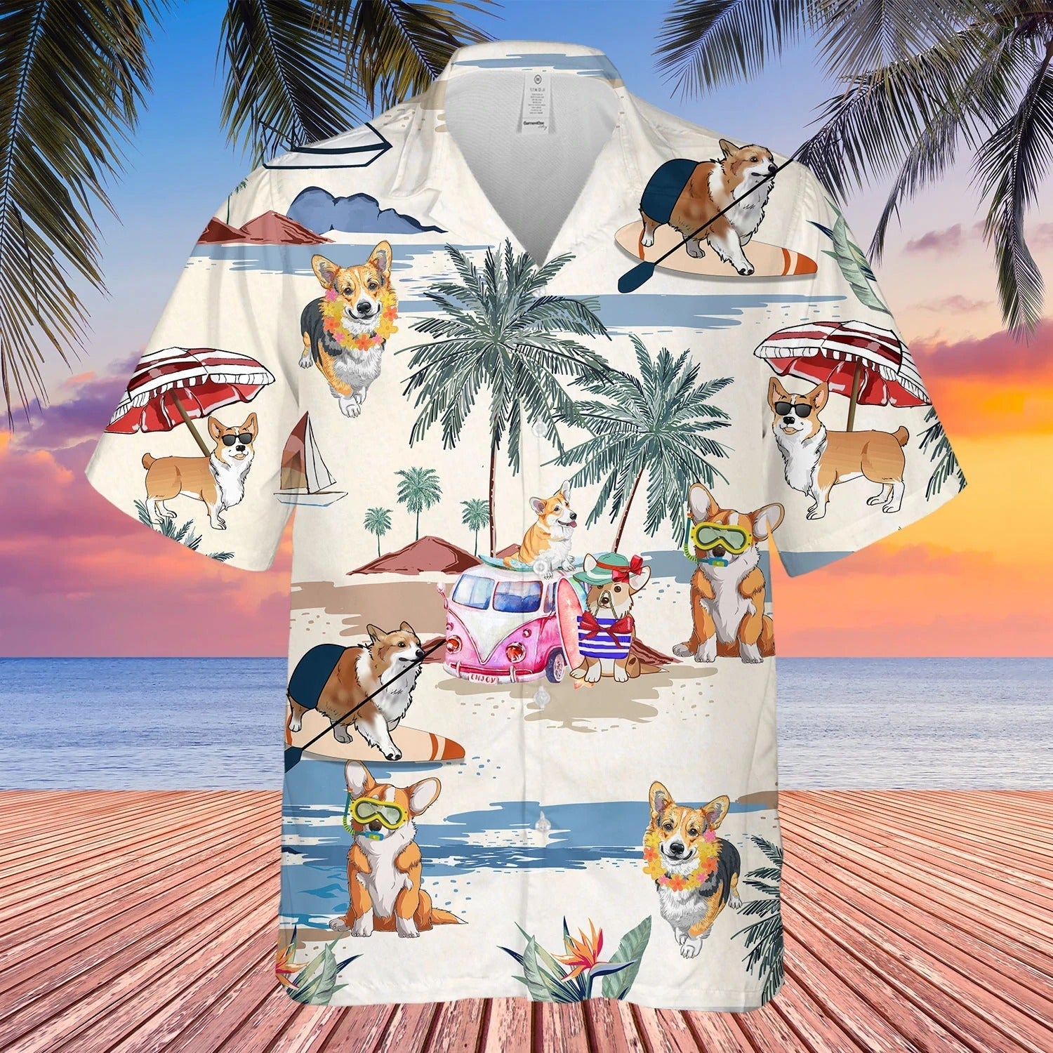 Hawaiian corgi fashion shirt