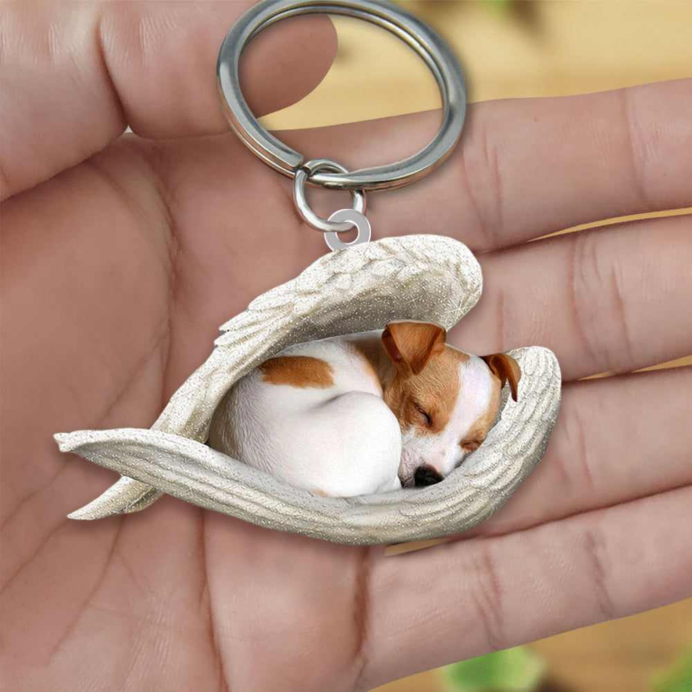 Jack Russell Terrier Sleeping Angel Acrylic Keychain Dog Sleeping keychain KO0164