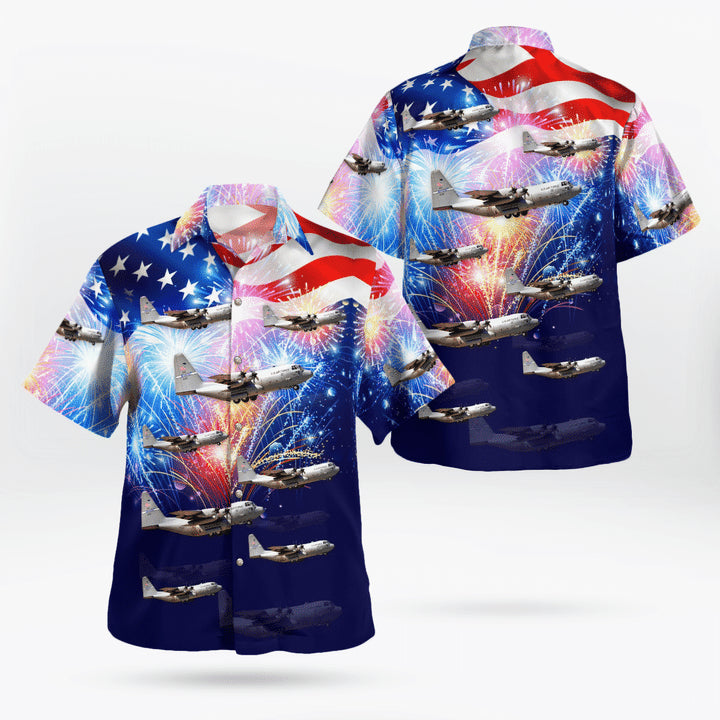 Kentucky Air National Guard 165Th Airlift Squadron Lockheed C-130H Hercules, 4Th Of July Hawaiian Shirt HO0639