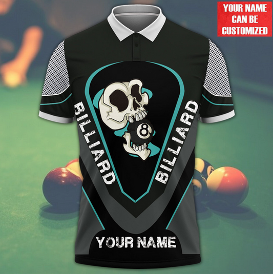 Lasfour Billiard All Over Printed Skull With Ball 8 Personalized Unisex Shirt BIA0900