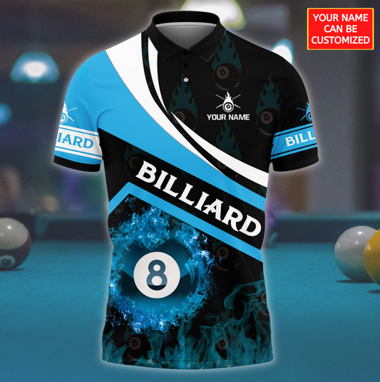 Lasfour Blue Fire With Ball 8 Billiard Personalized Unisex Shirt BIA0026