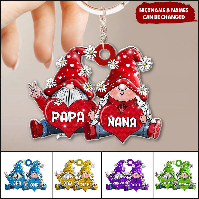 Colorful Couple Gnome Gift For Him For Her Personalized Keychain, Gift for Gnome Lovers KO0102