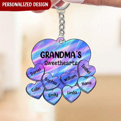 Colorful Sunflower Grandma Mom Heart Loads Of Love, Mother Valentine Day Personalized Acrylic Keychain KO0298