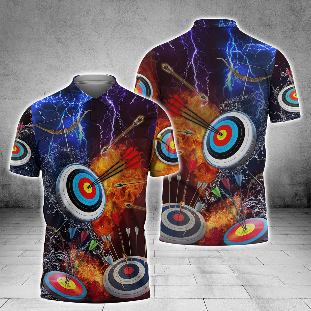 Lasfours Archery Water and Fire Pattern 3D Shirt AA0098